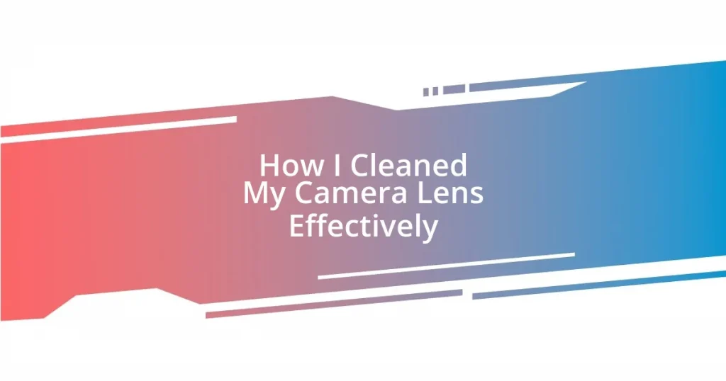 How I Cleaned My Camera Lens Effectively