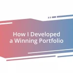 How I Developed a Winning Portfolio