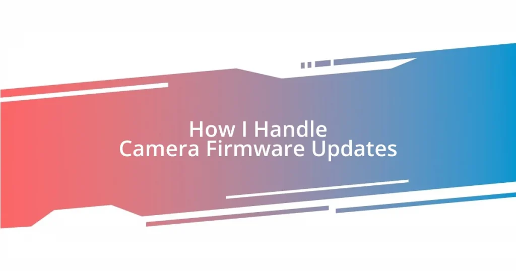 How I Handle Camera Firmware Updates