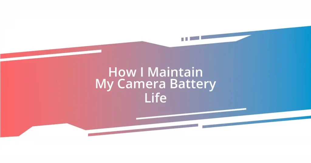 How I Maintain My Camera Battery Life