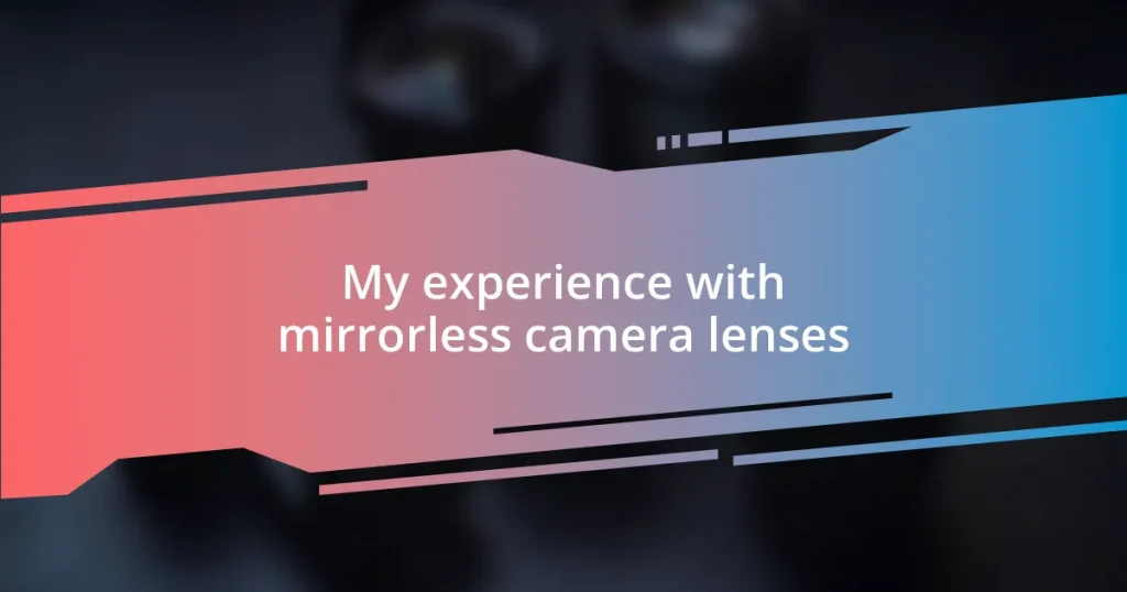 My experience with mirrorless camera lenses