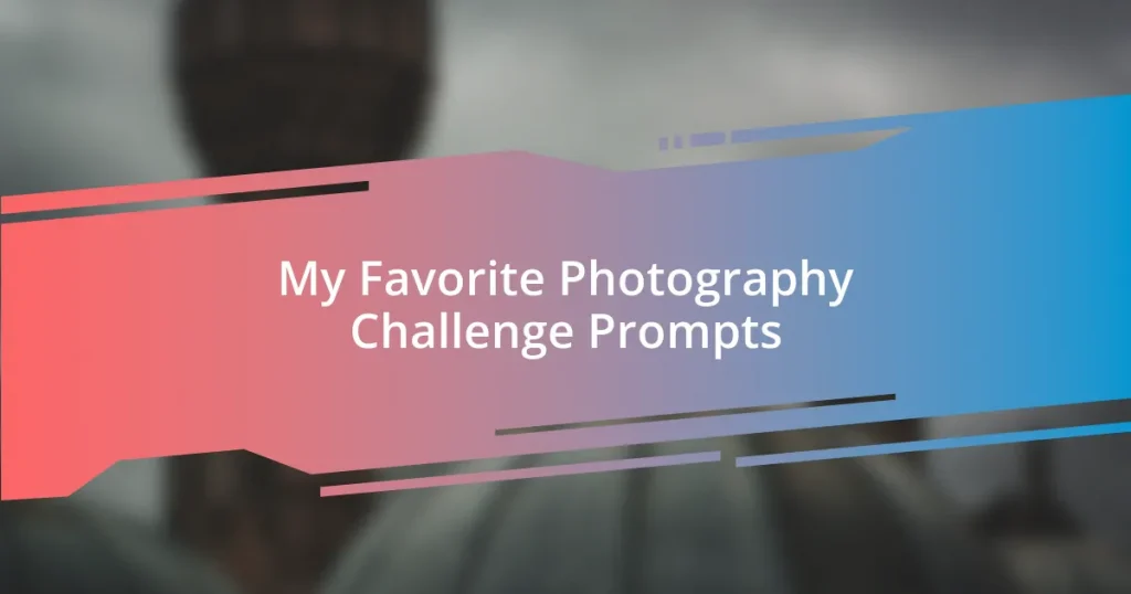 My Favorite Photography Challenge Prompts